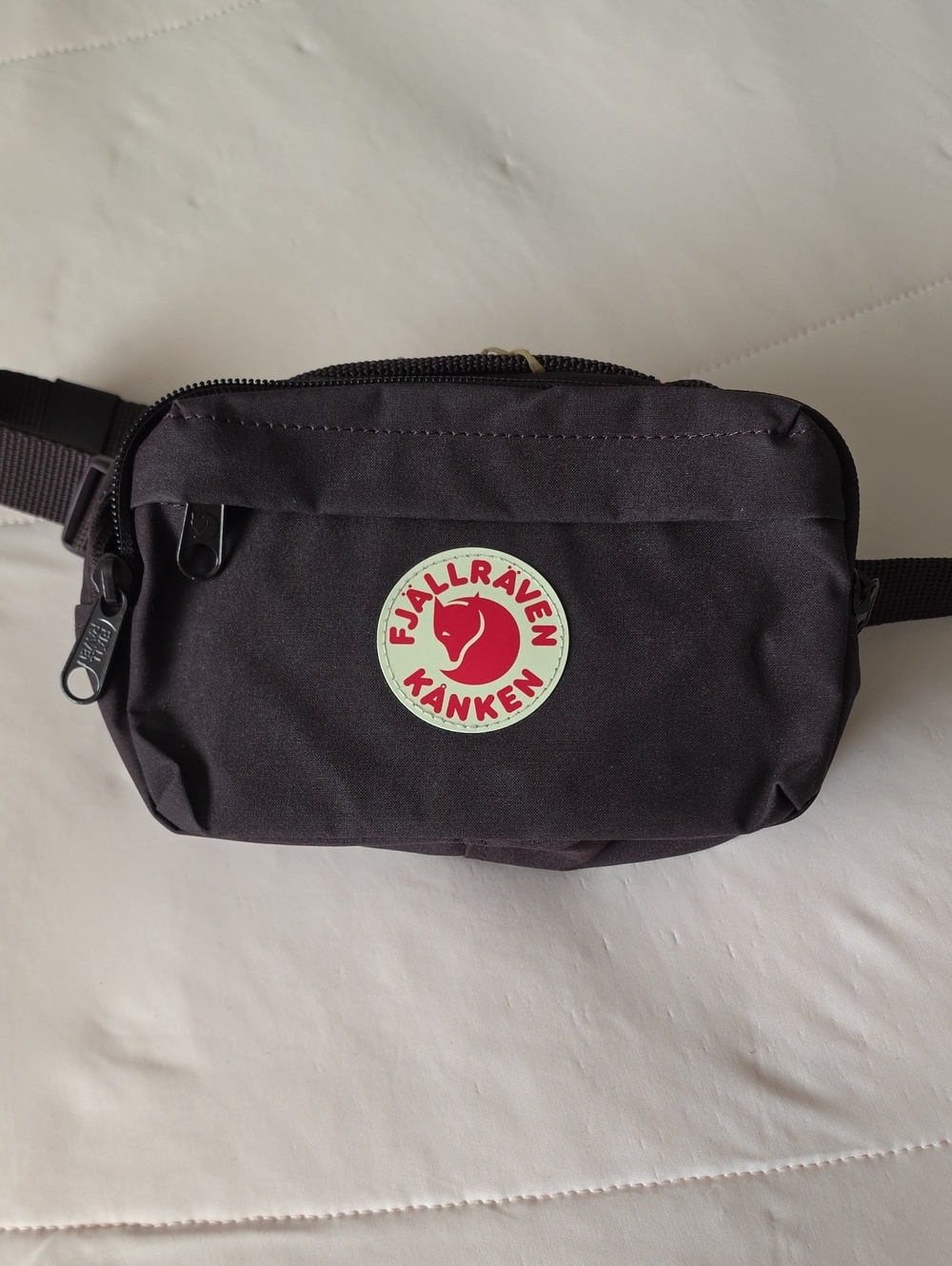 Fjallraven Kanken Black Belt Bag with Red Logo Patch